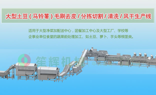 潮南连续式土豆去皮清洗切割风干生产线